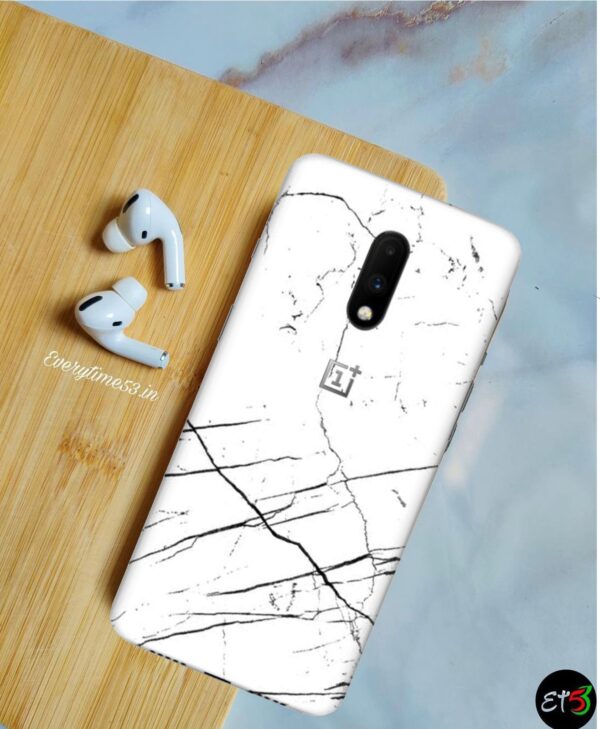Stone White Marble Black Strip Mobile Skin