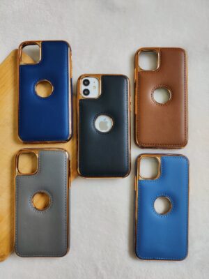 LUXURY PREMIUM LEATHER CHROME PLATED LOGOCUT IPHONE CASE COVER
