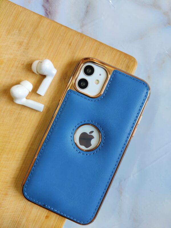 LUXURY PREMIUM LEATHER CHROME PLATED LOGOCUT IPHONE CASE COVER