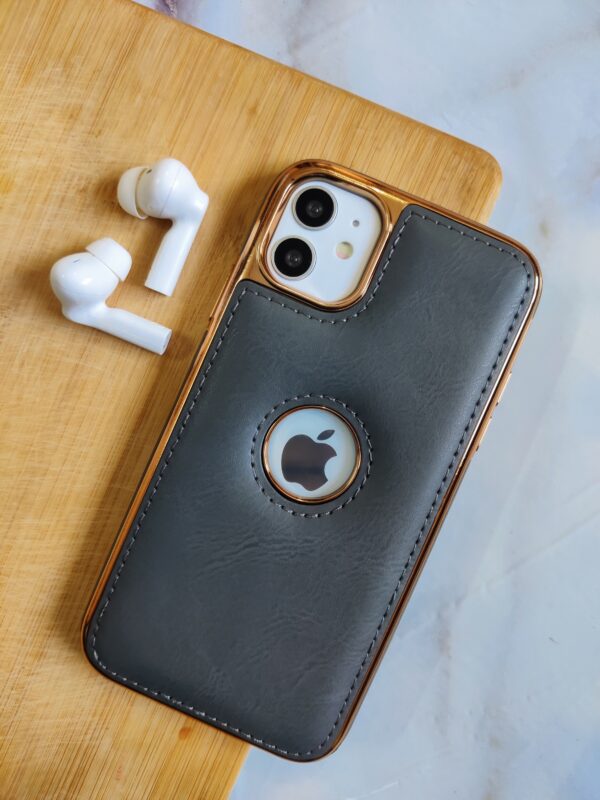 LUXURY PREMIUM LEATHER CHROME PLATED LOGOCUT IPHONE CASE COVER