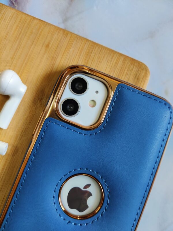 LUXURY PREMIUM LEATHER CHROME PLATED LOGOCUT IPHONE CASE COVER