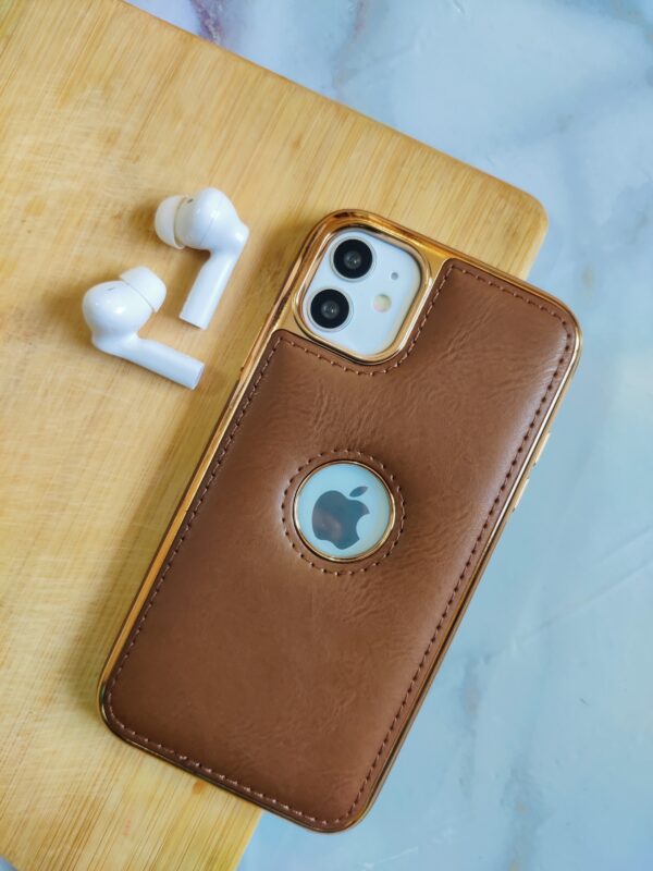 LUXURY PREMIUM LEATHER CHROME PLATED LOGOCUT IPHONE CASE COVER