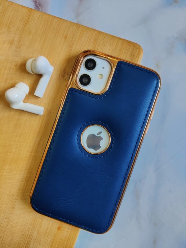 LUXURY PREMIUM LEATHER CHROME PLATED LOGOCUT IPHONE CASE COVER