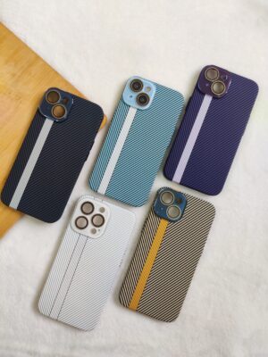 Luxury Ultra Thin Hard Carbon Fiber Texture With Camera Lens Protection Matte iPhone Case Cover