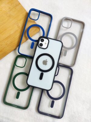 Magnetic Transparent Colorful Edge Clear Acrylic iPhone Case Cover